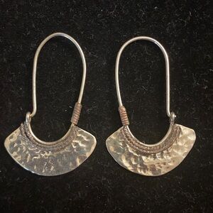 Tribal Sterling Silver Earrings | 925 Mexico | Elongated 5 cm Drop